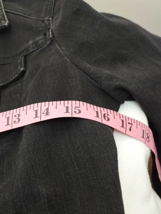 Chicos Platinum Denim Black Stretch Jacket Size 0 Rhinestone - Picture 6 of 8